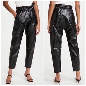 Amanda Uprichard Croc-Embossed Faux Leather Beekman Pants